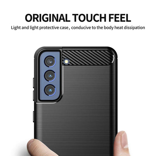 Fodral för Samsung Galaxy S21 FE 5G G990, Techsuit, Kolfiber, Svart