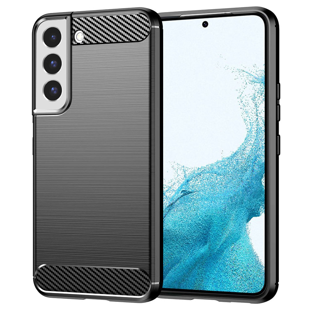 Fodral för Samsung Galaxy S22 5G S901, Techsuit, Kolfiber, Svart