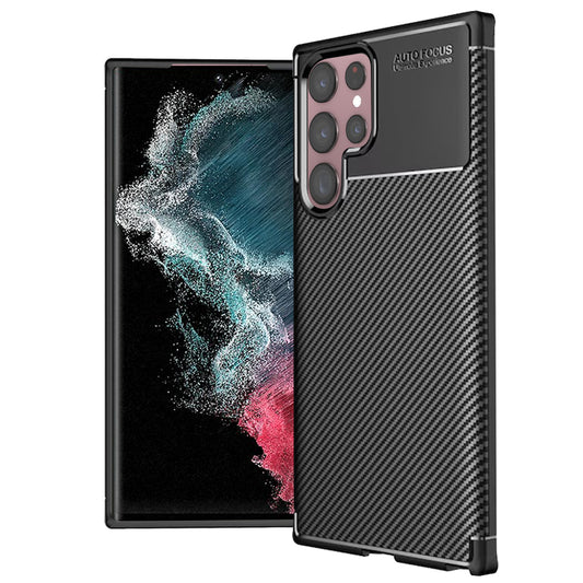 Fodral för Samsung Galaxy S22 Ultra 5G S908, Techsuit, CarbonFiber, Svart