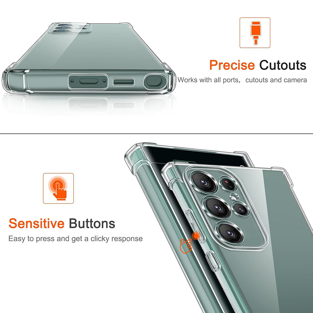 Case for Samsung Galaxy S22 Ultra 5G S908, Techsuit, Shockproof Clear, Transparent