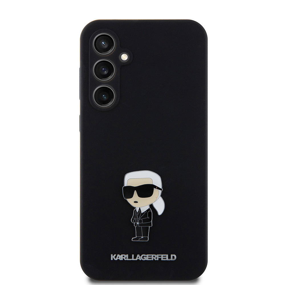 Fodral för Samsung Galaxy S23 FE S711, Karl Lagerfeld, Silicone Ikonik Karl Metal, Svart
