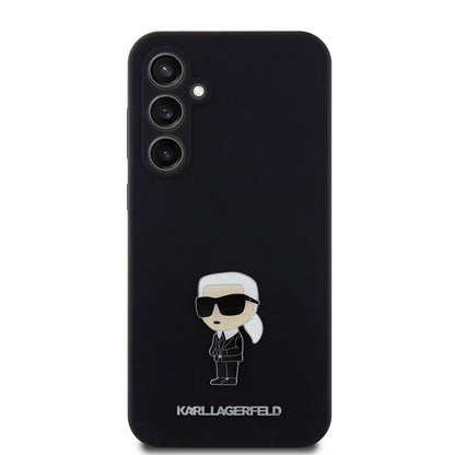 Fodral för Samsung Galaxy S23 FE S711, Karl Lagerfeld, Silicone Ikonik Karl Metal, Svart