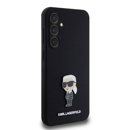 Fodral för Samsung Galaxy S23 FE S711, Karl Lagerfeld, Silicone Ikonik Karl Metal, Svart