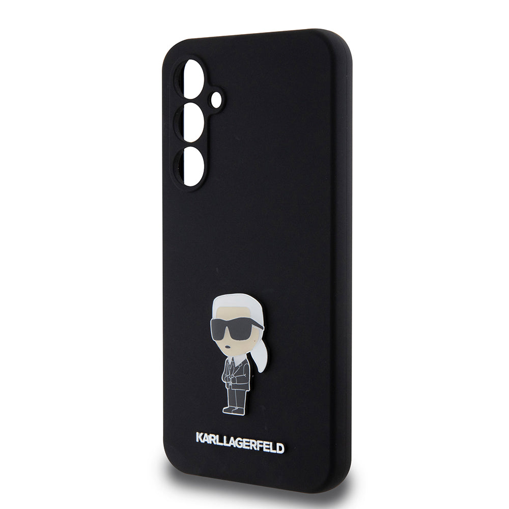 Fodral för Samsung Galaxy S23 FE S711, Karl Lagerfeld, Silicone Ikonik Karl Metal, Svart