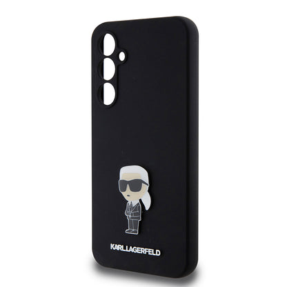 Fodral för Samsung Galaxy S23 FE S711, Karl Lagerfeld, Silicone Ikonik Karl Metal, Svart