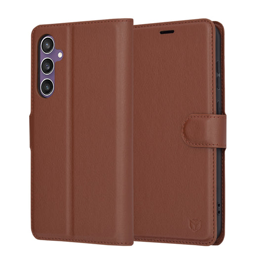 Fodral för Samsung Galaxy S23 FE S711, Techsuit, Leather Folio, Brun