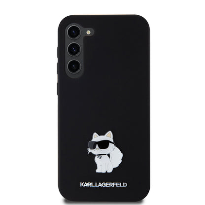 Fodral för Samsung Galaxy S23+ S916, Karl Lagerfeld, Silicone Choupette Metal, Svart