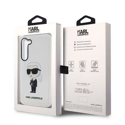 Skal för Samsung Galaxy S23 S911, Karl Lagerfeld, Ikonik Karl, Transparent