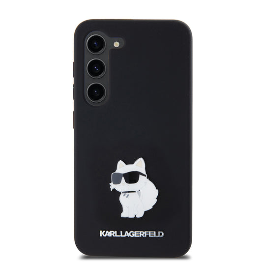 Case for Samsung Galaxy S23 S911, Karl Lagerfeld, Silicone Choupette Metal, Black