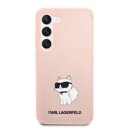 Fodral för Samsung Galaxy S23 S911, Karl Lagerfeld, Silicone Choupette, Rosa