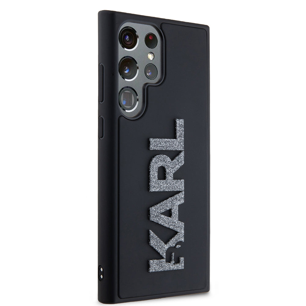 Fodral för Samsung Galaxy S23 Ultra S918, Karl Lagerfeld, 3D Rubber Glitter Logo, Svart