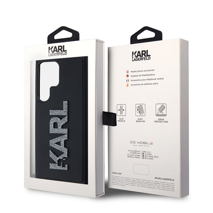 Fodral för Samsung Galaxy S23 Ultra S918, Karl Lagerfeld, 3D Rubber Glitter Logo, Svart