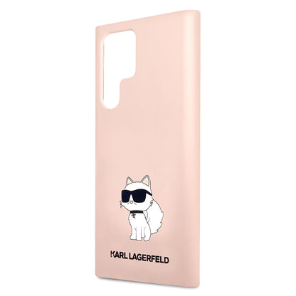 Fodral för Samsung Galaxy S23 Ultra S918, Karl Lagerfeld, Silicone Choupette, Rosa