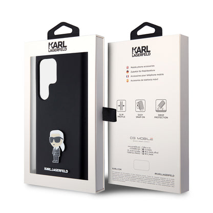 Fodral för Samsung Galaxy S23 Ultra S918, Karl Lagerfeld, Silicone Ikonik Karl Metal, Svart