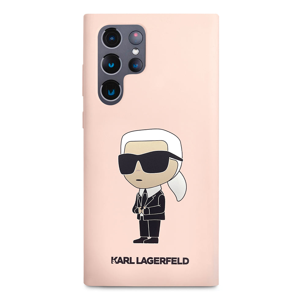 Fodral för Samsung Galaxy S23 Ultra S918, Karl Lagerfeld, Silicone Ikonik Karl, Rosa