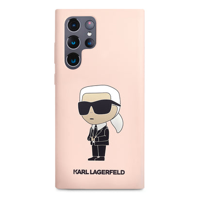 Fodral för Samsung Galaxy S23 Ultra S918, Karl Lagerfeld, Silicone Ikonik Karl, Rosa