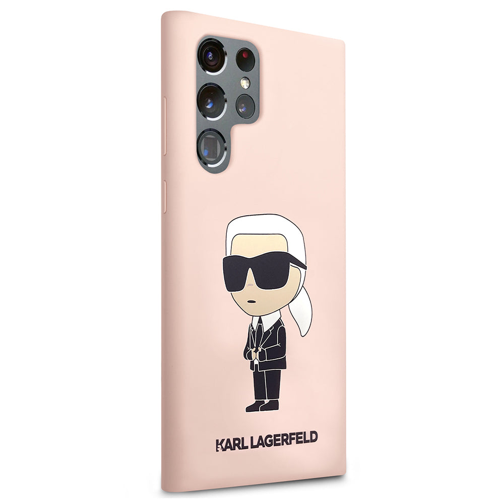 Fodral för Samsung Galaxy S23 Ultra S918, Karl Lagerfeld, Silicone Ikonik Karl, Rosa