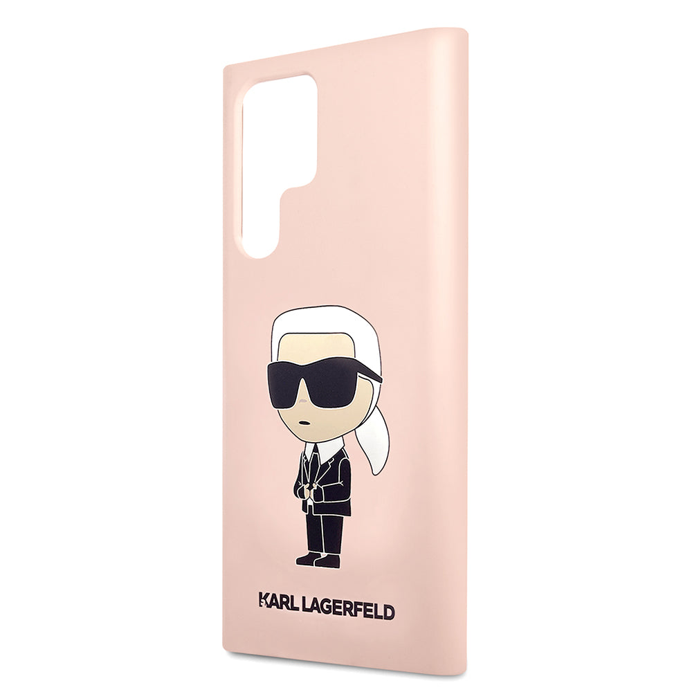 Fodral för Samsung Galaxy S23 Ultra S918, Karl Lagerfeld, Silicone Ikonik Karl, Rosa