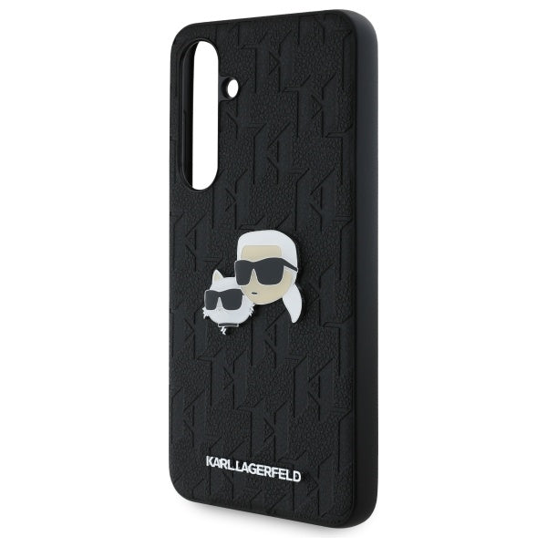 Fodral för Samsung Galaxy S24 FE S721, Karl Lagerfeld, Monogram Karl & Choupette's Heads, Svart