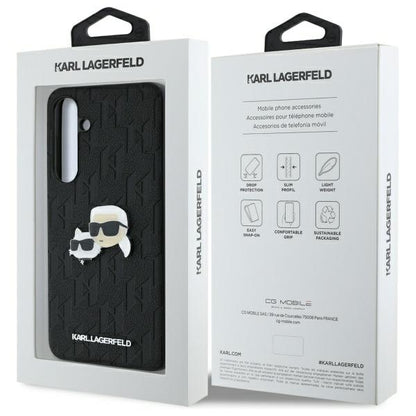 Fodral för Samsung Galaxy S24 FE S721, Karl Lagerfeld, Monogram Karl & Choupette's Heads, Svart