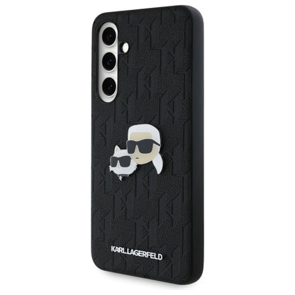 Fodral för Samsung Galaxy S24 FE S721, Karl Lagerfeld, Monogram Karl & Choupette's Heads, Svart