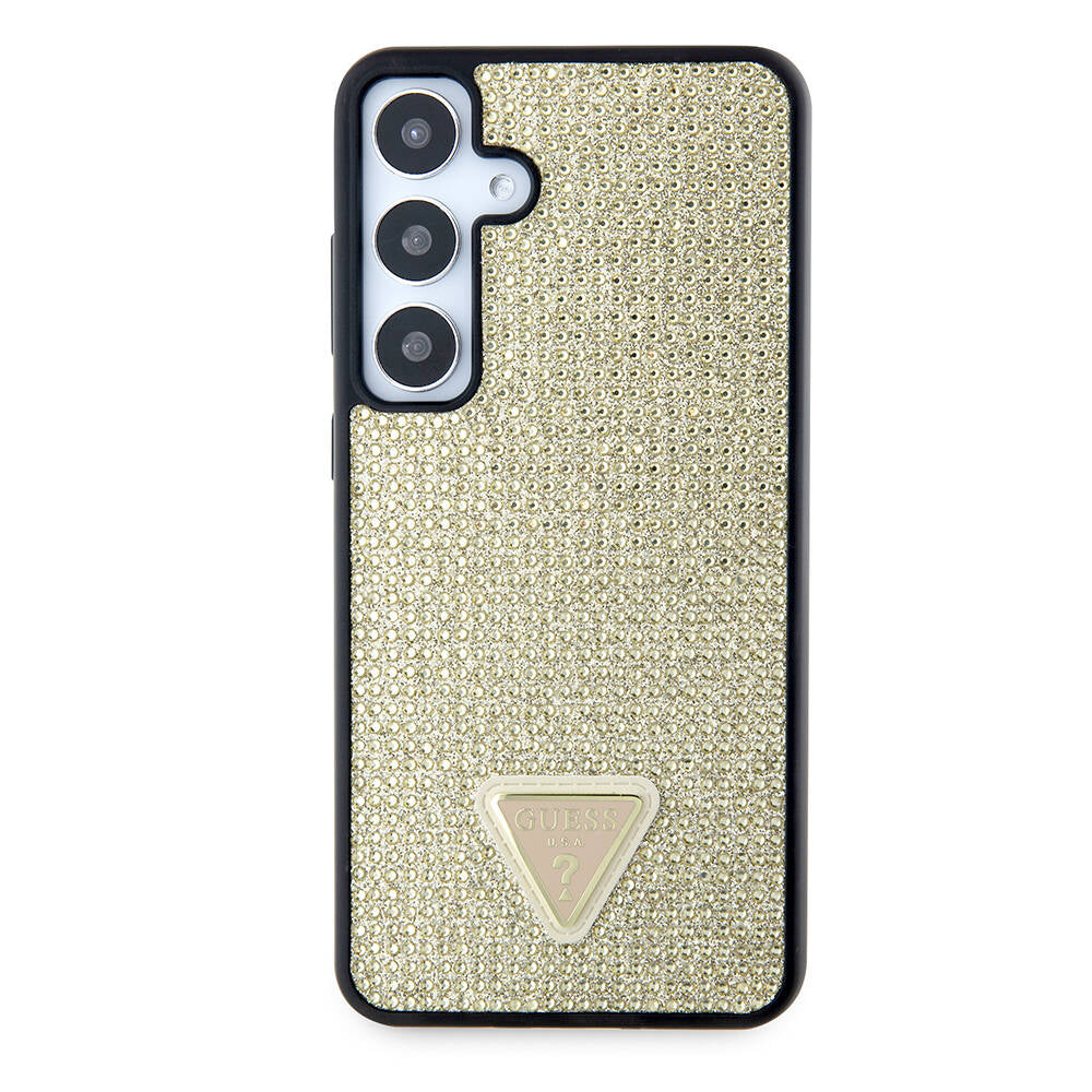 Fodral för Samsung Galaxy S24+ S926, Guess, Rhinestone Triangle Logo, Guld