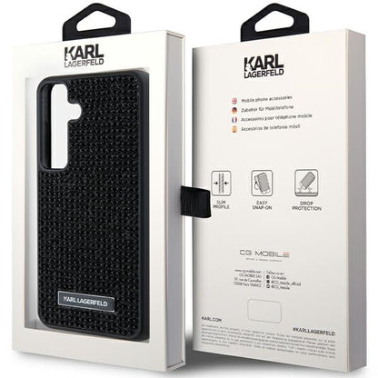 Case for Samsung Galaxy S24+ S926, Karl Lagerfeld, Rhinestone Metal Plate, Black