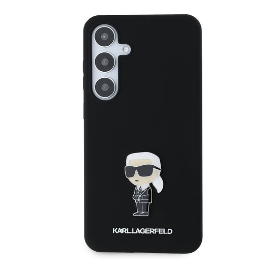 Fodral för Samsung Galaxy S24+ S926, Karl Lagerfeld, Silicone Ikonik Karl Metal, Svart