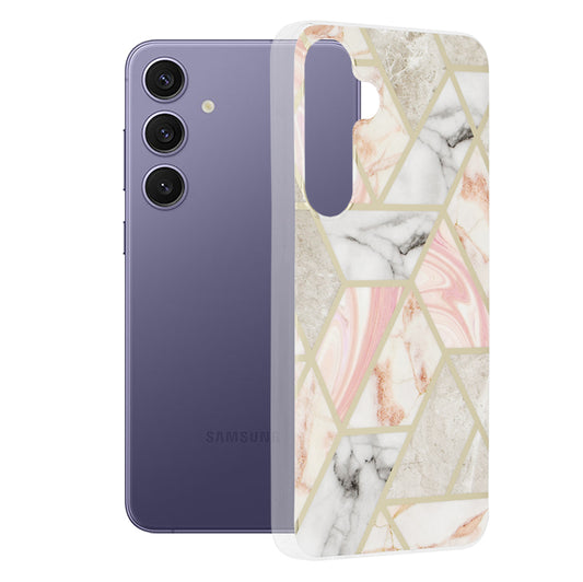 Fodral för Samsung Galaxy S24+ S926, Techsuit, Marble, Rosa