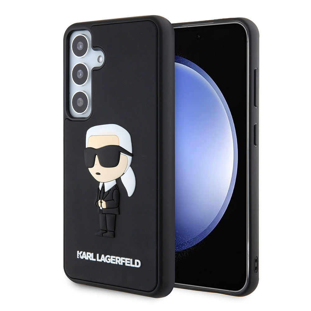 Skyddsfodral för Samsung Galaxy S24 S921, Karl Lagerfeld, 3D Rubber Ikonik Karl, Svart