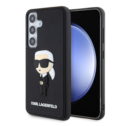 Skyddsfodral för Samsung Galaxy S24 S921, Karl Lagerfeld, 3D Rubber Ikonik Karl, Svart