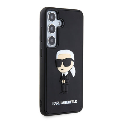 Skyddsfodral för Samsung Galaxy S24 S921, Karl Lagerfeld, 3D Rubber Ikonik Karl, Svart
