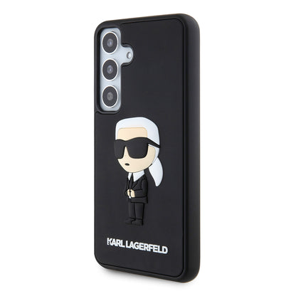 Skyddsfodral för Samsung Galaxy S24 S921, Karl Lagerfeld, 3D Rubber Ikonik Karl, Svart