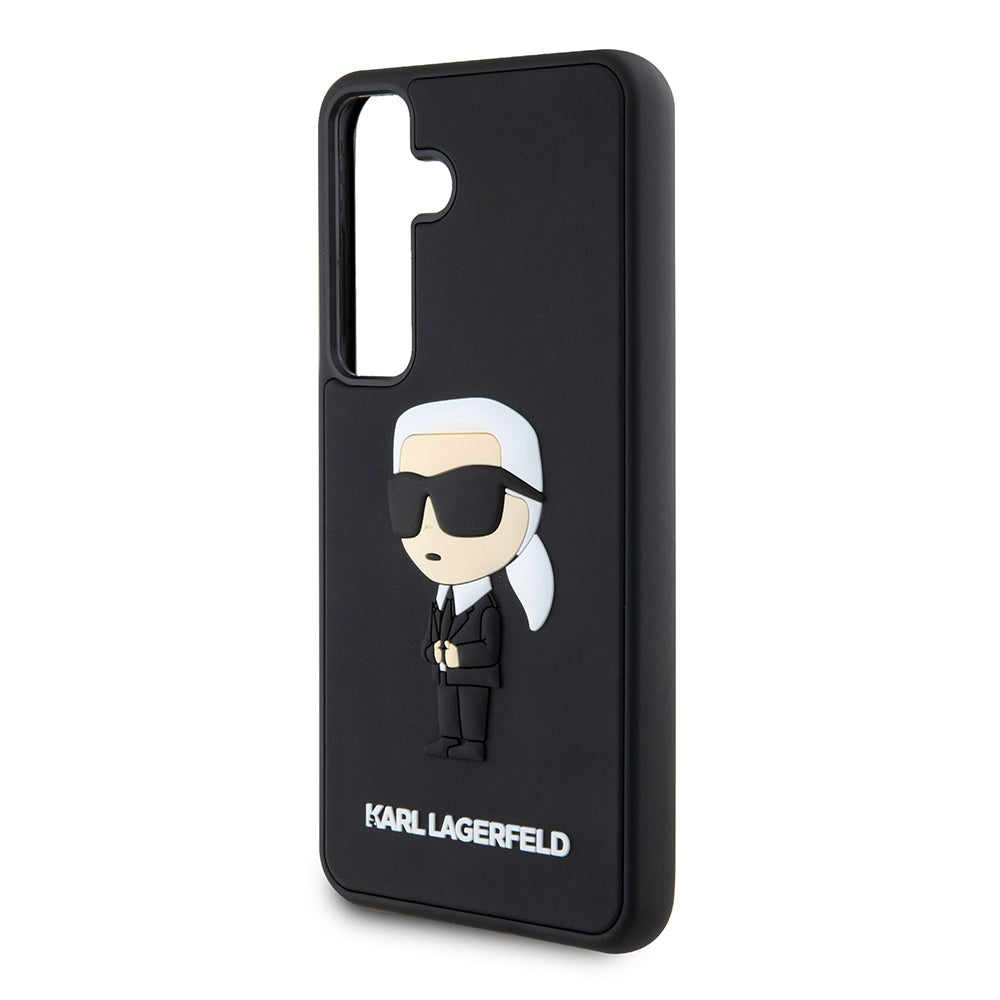 Skyddsfodral för Samsung Galaxy S24 S921, Karl Lagerfeld, 3D Rubber Ikonik Karl, Svart