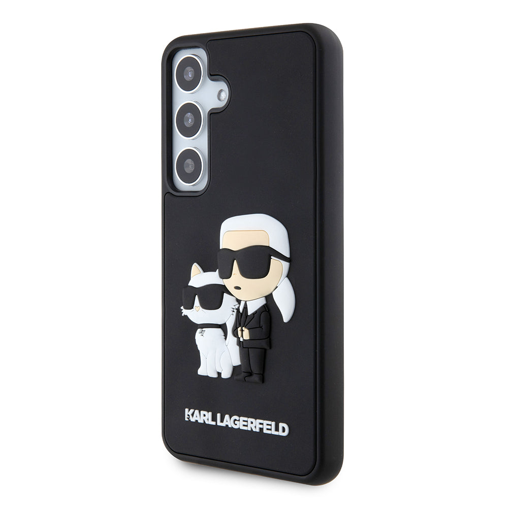 Fodral för Samsung Galaxy S24 S921, Karl Lagerfeld, 3D Rubber Karl & Choupette, Svart