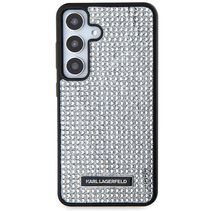 Case for Samsung Galaxy S24 S921, Karl Lagerfeld, Rhinestone Metal Plate, Silver