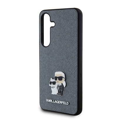 Case for Samsung Galaxy S24 S921, Karl Lagerfeld, Saffiano Karl & Choupette Metal, Grey