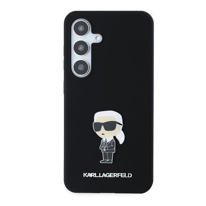 Fodral för Samsung Galaxy S24 S921, Karl Lagerfeld, Silicone Ikonik Karl Metal, Svart