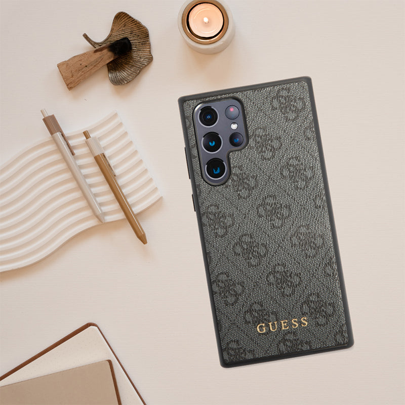 Fodral för Samsung Galaxy S24 Ultra S928, Guess, 4G Metal Gold Logo, Brun