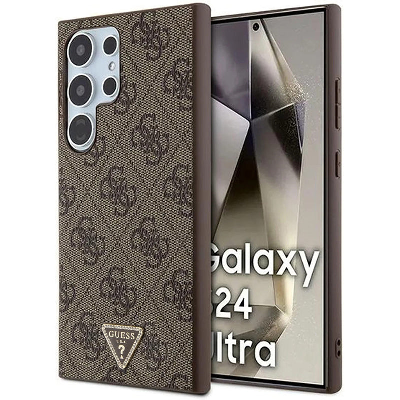 Fodral för Samsung Galaxy S24 Ultra S928, Guess, 4G Triangle Strass, Brun