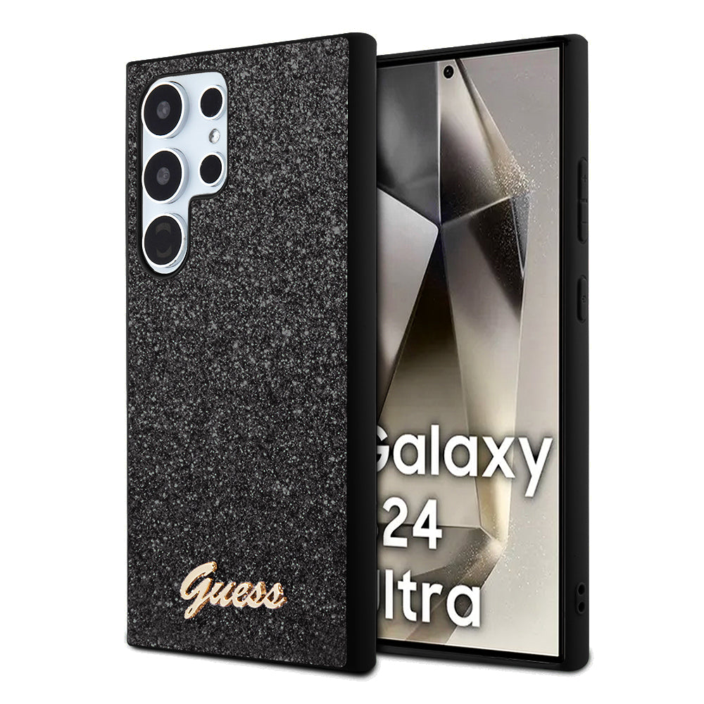 Case for Samsung Galaxy S24 Ultra S928, Guess, Glitter Script, Black