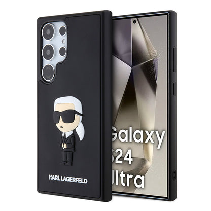Fodral för Samsung Galaxy S24 Ultra S928, Karl Lagerfeld, 3D Rubber Ikonik Karl, Svart