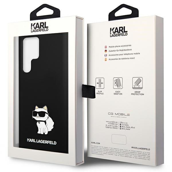 Skyddsfodral för Samsung Galaxy S24 Ultra S928, Karl Lagerfeld, Silicone Choupette NFT, Svart