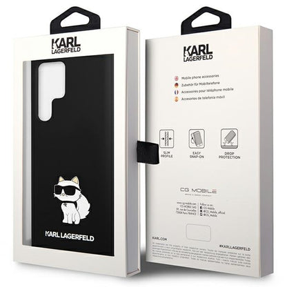 Skyddsfodral för Samsung Galaxy S24 Ultra S928, Karl Lagerfeld, Silicone Choupette NFT, Svart