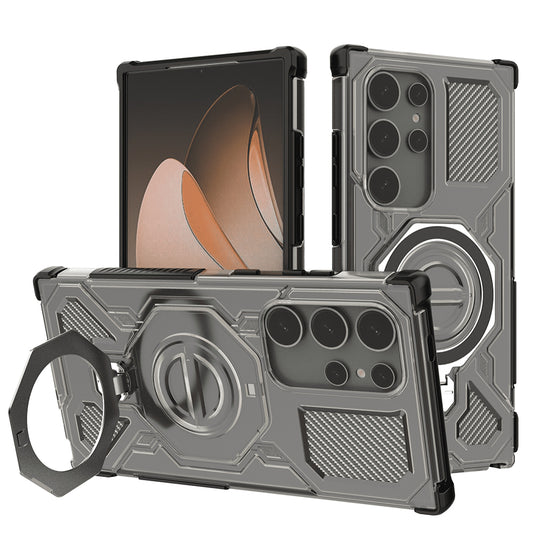 Fodral för Samsung Galaxy S24 Ultra S928, Techsuit, Carbon Shield Pro, rökfärgat