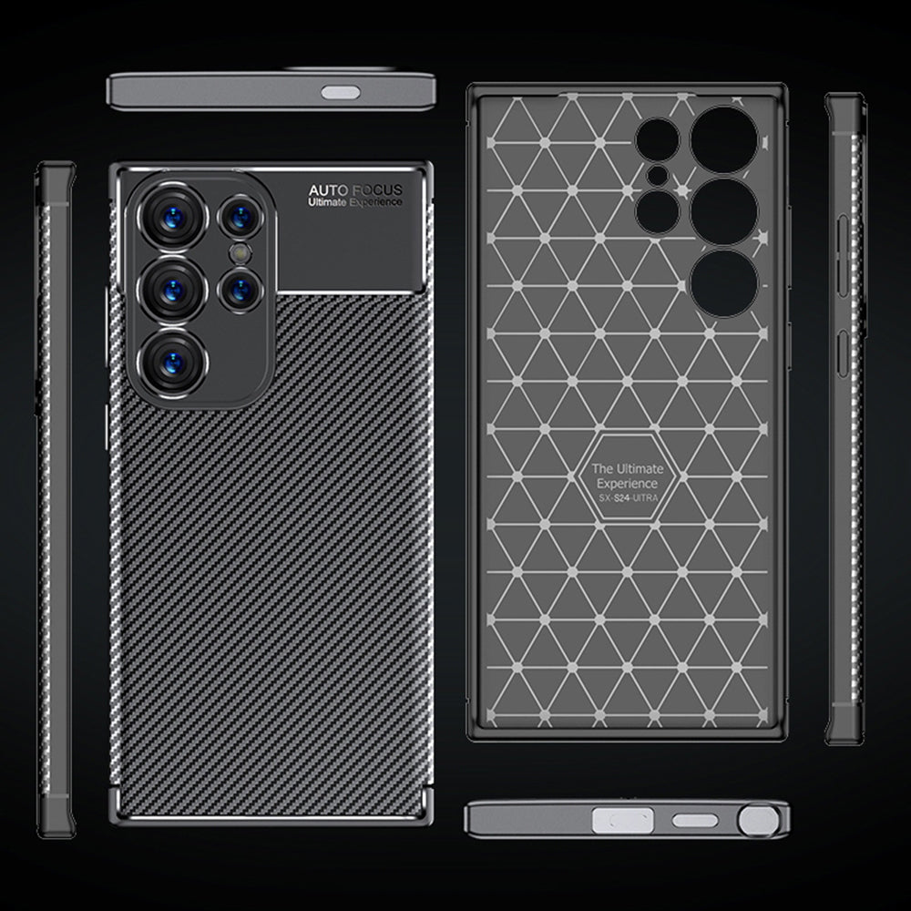 Case for Samsung Galaxy S24 Ultra S928, Techsuit, CarbonFiber, Black
