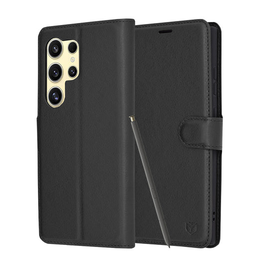 Fodral för Samsung Galaxy S24 Ultra S928, Techsuit, Leather Folio, Svart