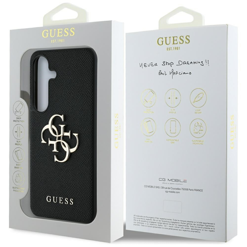 Fodral för Samsung Galaxy S25+ S936, Guess, 4G Grained Big and Classic Logo, Svart