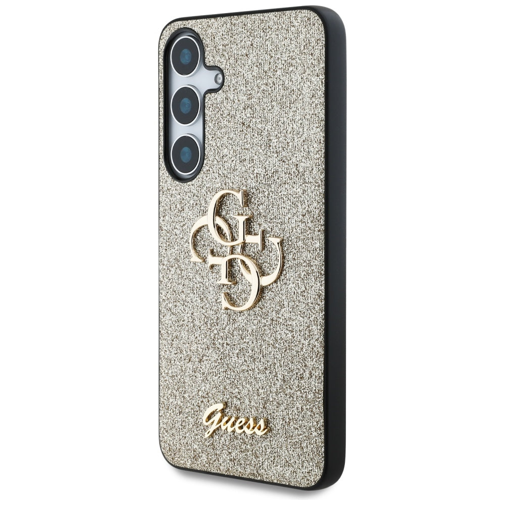 Fodral för Samsung Galaxy S25+ S936, Guess, Glitter Big 4G Script, Guld
