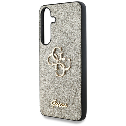 Fodral för Samsung Galaxy S25+ S936, Guess, Glitter Big 4G Script, Guld